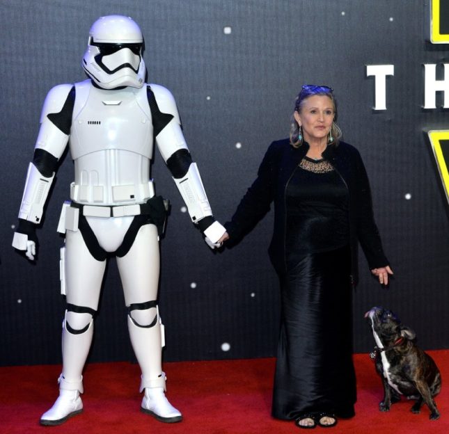 Carrie Fisher alla presentazione di Star Wars ep.VII: Il risveglio della Forza