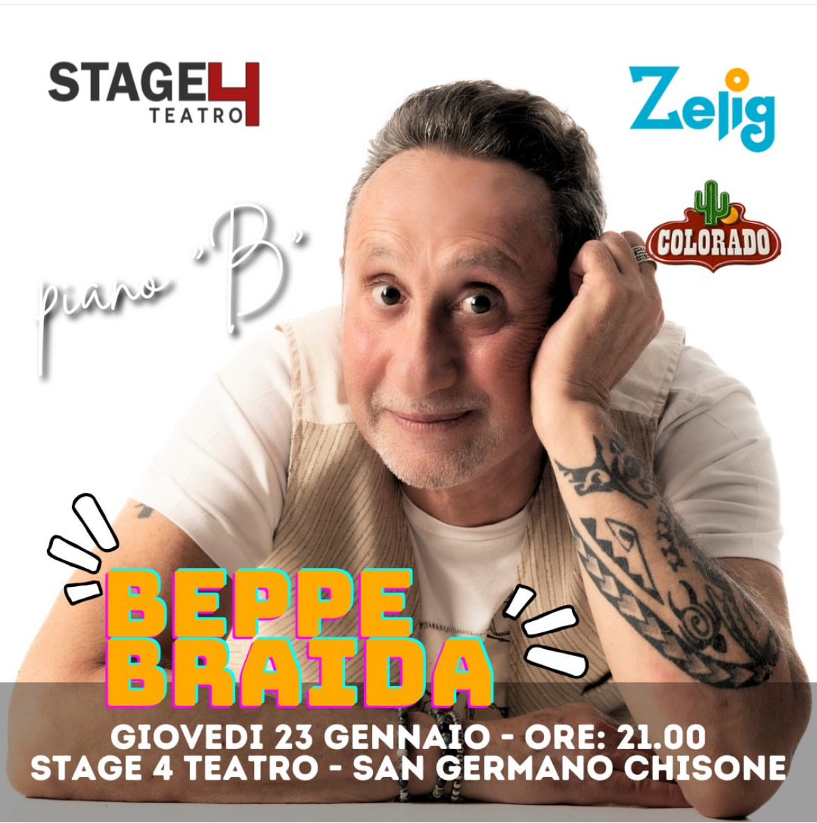 Beppe Braida in “Piano B” allo Stage4