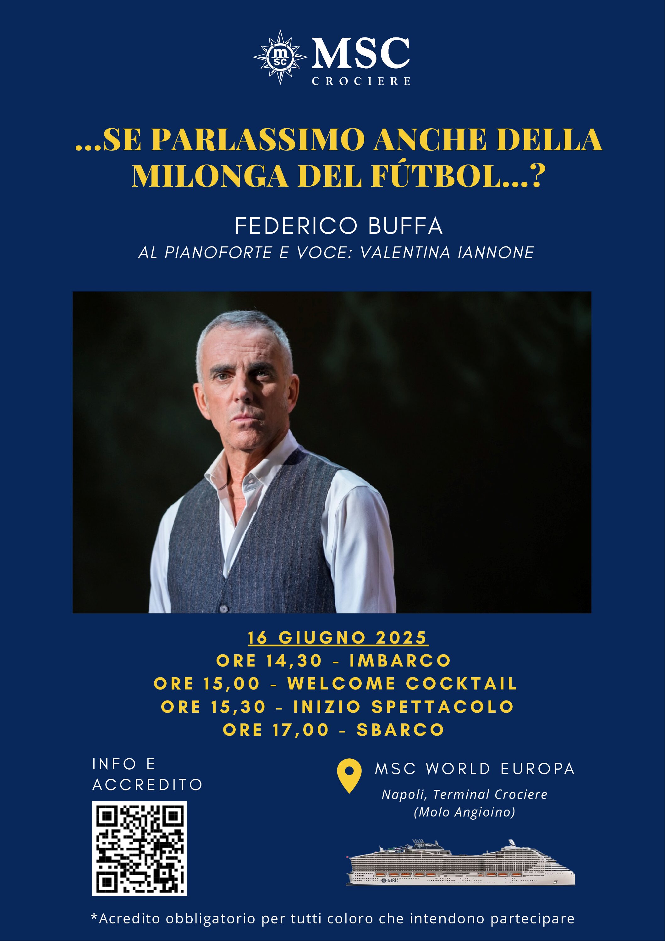FEDERICO BUFFA A BORDO DI MSC WORLD EUROPA