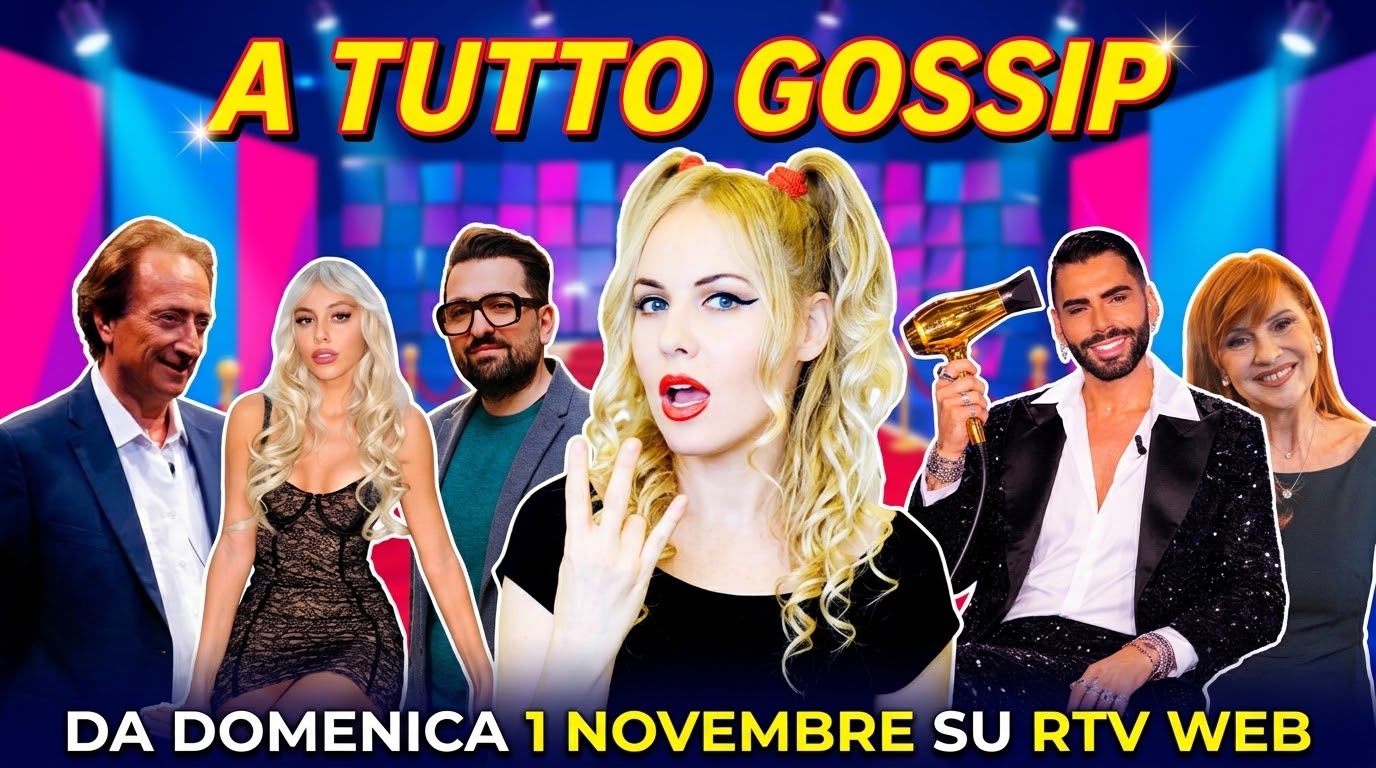 Locandina di A Tutto Gossip con Lisa Fusco al centro e i protagonisti della seconda stagione su RTV Web.